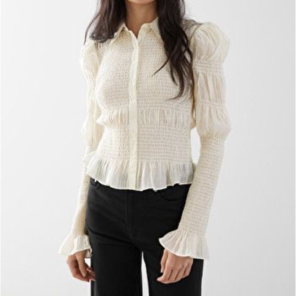 & Other Stories Fitted Smocked Shirt